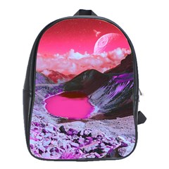 Late Night Feelings Aesthetic Clouds Color Manipulation Landscape Mountain Nature Surrealism Psicode School Bag (large) by Cemarart