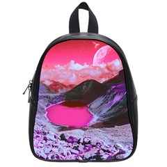 Late Night Feelings Aesthetic Clouds Color Manipulation Landscape Mountain Nature Surrealism Psicode School Bag (small) by Cemarart