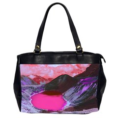 Late Night Feelings Aesthetic Clouds Color Manipulation Landscape Mountain Nature Surrealism Psicode Oversize Office Handbag (2 Sides) by Cemarart