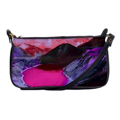 Late Night Feelings Aesthetic Clouds Color Manipulation Landscape Mountain Nature Surrealism Psicode Shoulder Clutch Bag by Cemarart