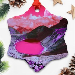 Late Night Feelings Aesthetic Clouds Color Manipulation Landscape Mountain Nature Surrealism Psicode Snowflake Ornament (two Sides) by Cemarart