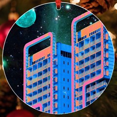 Fantasy City Architecture Building Cityscape Uv Print Acrylic Ornament Round by Cemarart