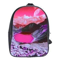 Late Night Feelings Aesthetic Clouds Color Manipulation Landscape Mountain Nature Surrealism Psicode School Bag (xl) by Cemarart