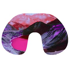 Late Night Feelings Aesthetic Clouds Color Manipulation Landscape Mountain Nature Surrealism Psicode Travel Neck Pillow by Cemarart