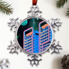 Fantasy City Architecture Building Cityscape Metal Large Snowflake Ornament by Cemarart