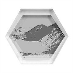 Late Night Feelings Aesthetic Clouds Color Manipulation Landscape Mountain Nature Surrealism Psicode Hexagon Wood Jewelry Box by Cemarart