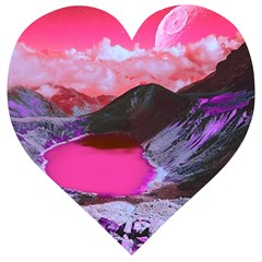 Late Night Feelings Aesthetic Clouds Color Manipulation Landscape Mountain Nature Surrealism Psicode Wooden Puzzle Heart by Cemarart