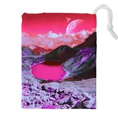 Late Night Feelings Aesthetic Clouds Color Manipulation Landscape Mountain Nature Surrealism Psicode Drawstring Pouch (5xl) by Cemarart