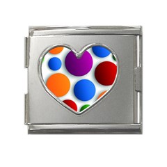 Abstract Dots Colorful Mega Link Heart Italian Charm (18mm)