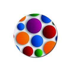 Abstract Dots Colorful Rubber Coaster (round) by nateshop