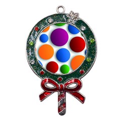 Abstract Dots Colorful Metal X mas Lollipop With Crystal Ornament