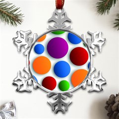 Abstract Dots Colorful Metal Small Snowflake Ornament by nateshop