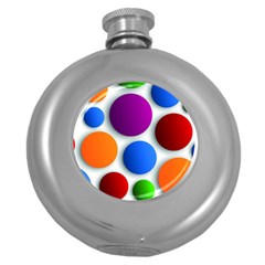 Abstract Dots Colorful Round Hip Flask (5 Oz)