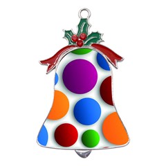 Abstract Dots Colorful Metal Holly Leaf Bell Ornament by nateshop