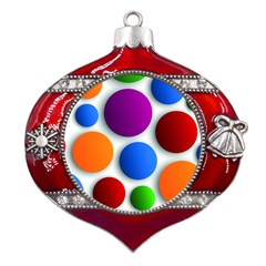 Abstract Dots Colorful Metal Snowflake And Bell Red Ornament by nateshop