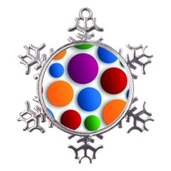 Abstract Dots Colorful Metal Large Snowflake Ornament by nateshop