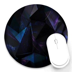 Abstract, Black, Purple, Round Mousepad by nateshop