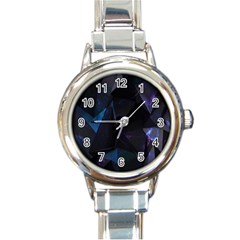 Abstract, Black, Purple, Round Italian Charm Watch by nateshop