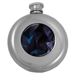 Abstract, Black, Purple, Round Hip Flask (5 Oz)