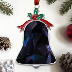 Abstract, Black, Purple, Metal Holly Leaf Bell Ornament by nateshop