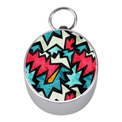 Abstract, Colorful, Colors Mini Silver Compasses by nateshop