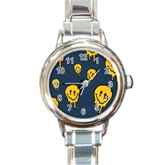 Aesthetic, Blue, Mr, Patterns, Yellow, Tumblr, Hello, Dark Round Italian Charm Watch by nateshop