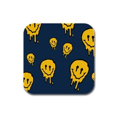 Aesthetic, Blue, Mr, Patterns, Yellow, Tumblr, Hello, Dark Rubber Square Coaster (4 Pack) by nateshop