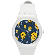 Aesthetic, Blue, Mr, Patterns, Yellow, Tumblr, Hello, Dark Round Plastic Sport Watch (m) by nateshop