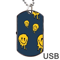 Aesthetic, Blue, Mr, Patterns, Yellow, Tumblr, Hello, Dark Dog Tag Usb Flash (one Side)