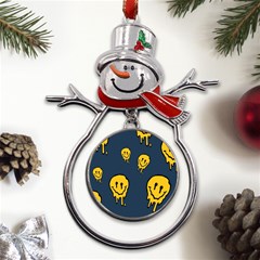 Aesthetic, Blue, Mr, Patterns, Yellow, Tumblr, Hello, Dark Metal Snowman Ornament by nateshop