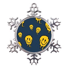 Aesthetic, Blue, Mr, Patterns, Yellow, Tumblr, Hello, Dark Metal Large Snowflake Ornament by nateshop