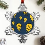 Aesthetic, Blue, Mr, Patterns, Yellow, Tumblr, Hello, Dark Metal Small Snowflake Ornament Front