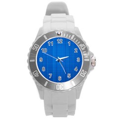 Blue Abstract, Background Pattern, Texture Round Plastic Sport Watch (l) by nateshop