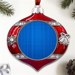 Blue Abstract, Background Pattern, Texture Metal Snowflake And Bell Red Ornament by nateshop