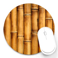 Brown Bamboo Texture  Round Mousepad by nateshop