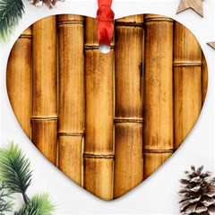 Brown Bamboo Texture  Ornament (heart) by nateshop