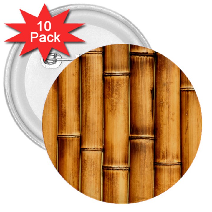 Brown Bamboo Texture  3  Buttons (10 pack) 