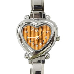 Brown Bamboo Texture  Heart Italian Charm Watch by nateshop