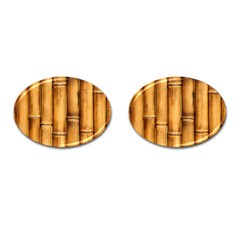 Brown Bamboo Texture  Cufflinks (oval) by nateshop