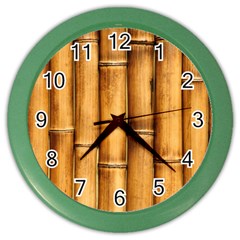 Brown Bamboo Texture  Color Wall Clock by nateshop