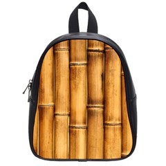 Brown Bamboo Texture  School Bag (small) by nateshop