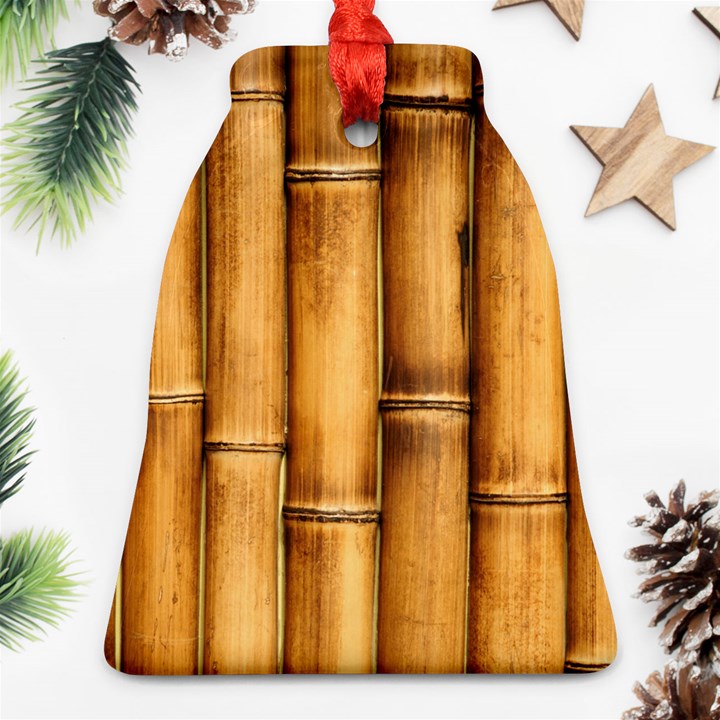 Brown Bamboo Texture  Ornament (Bell)