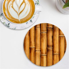 Brown Bamboo Texture  UV Print Round Tile Coaster