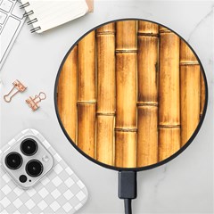 Brown Bamboo Texture  Wireless Fast Charger(black) by nateshop