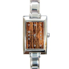 Brown Wooden Texture Rectangle Italian Charm Watch by nateshop