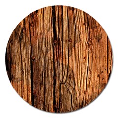 Brown Wooden Texture Magnet 5  (round) by nateshop