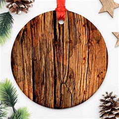 Brown Wooden Texture Round Ornament (two Sides)