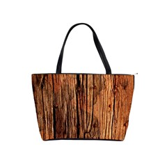 Brown Wooden Texture Classic Shoulder Handbag by nateshop