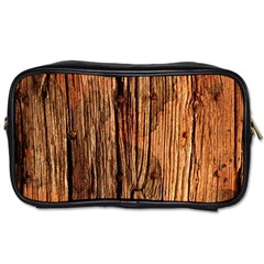 Brown Wooden Texture Toiletries Bag (two Sides) by nateshop