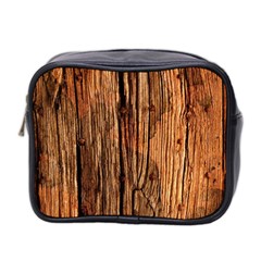 Brown Wooden Texture Mini Toiletries Bag (two Sides) by nateshop